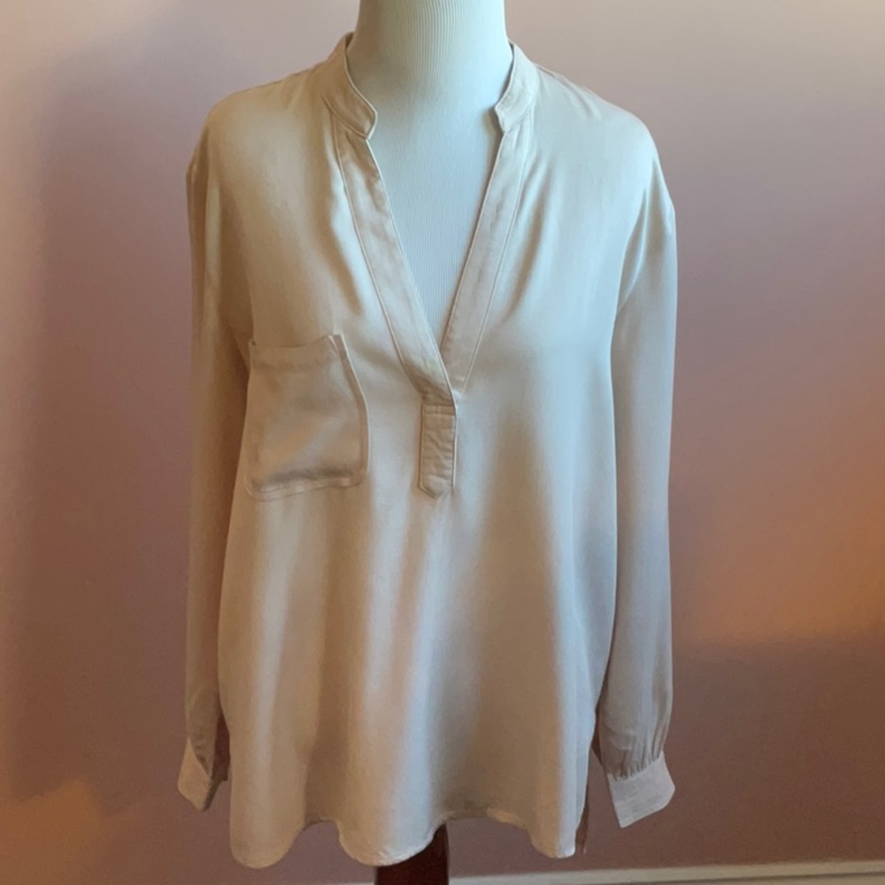 Olivia Grey V-Neck Blouse